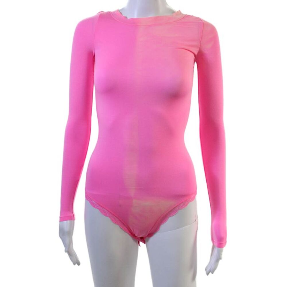 Stripe & Stare Women Bodysuit Long Sleeve Crew Neck Solid Modal Size XS
